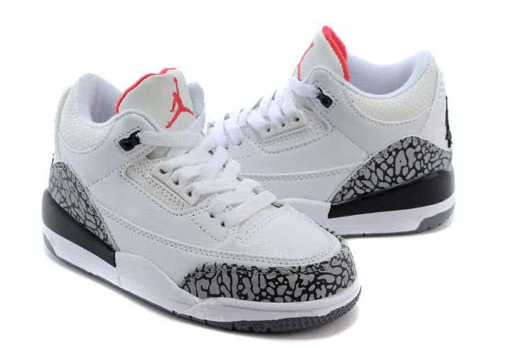 Air Jordan 3 Shoes White And Grey Children 4