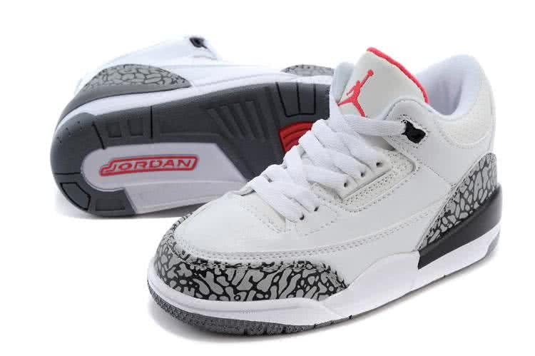 Air Jordan 3 Shoes White Grey Children 2
