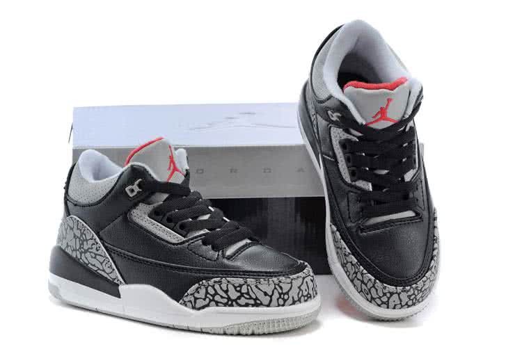 Air Jordan 3 Shoes Black And Grey Chirlden 2