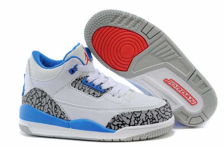 Air Jordan 3 Shoes Blue And White Chirlden 2