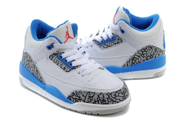 Air Jordan 3 Shoes Blue And White Chirlden 3