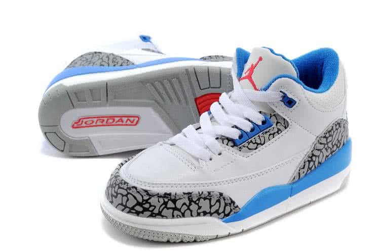 Air Jordan 3 Shoes Blue And White Chirlden 4