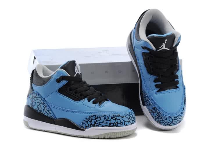 Air Jordan 3 Shoes Blue And Black Chirlden 3