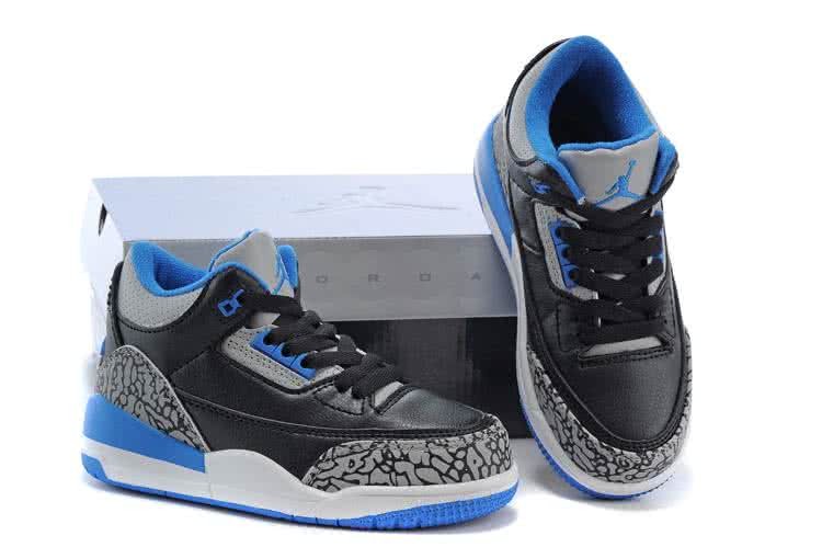 Air Jordan 3 Shoes Blue Grey And Black Chirlden 2