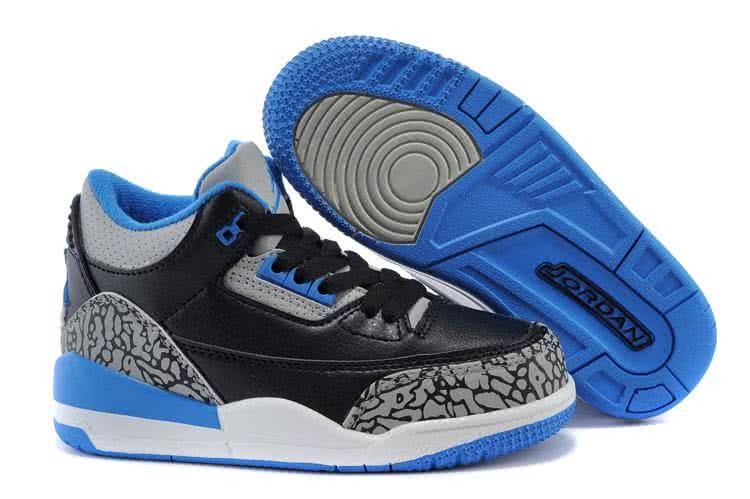 Air Jordan 3 Shoes Blue Grey And Black Chirlden 1