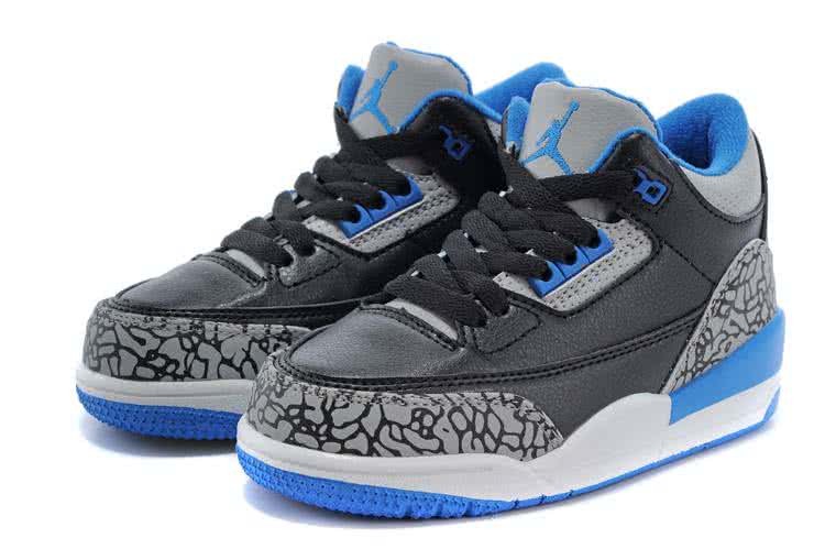 Air Jordan 3 Shoes Blue Grey And Black Chirlden 3