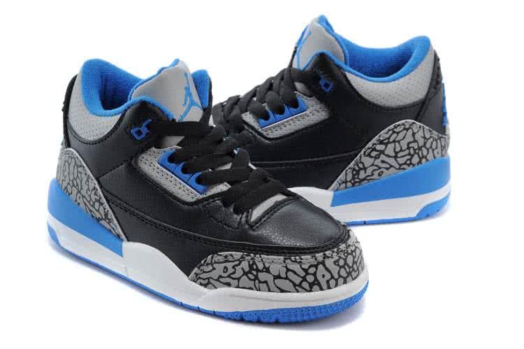 Air Jordan 3 Shoes Blue Grey And Black Chirlden 4