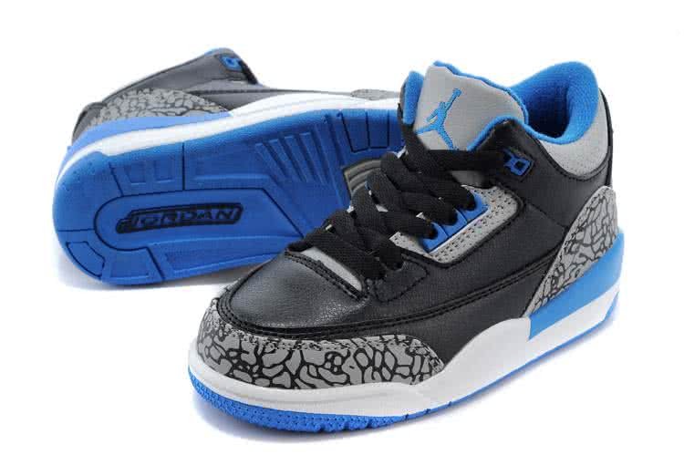 Air Jordan 3 Shoes Blue Grey And Black Chirlden 5