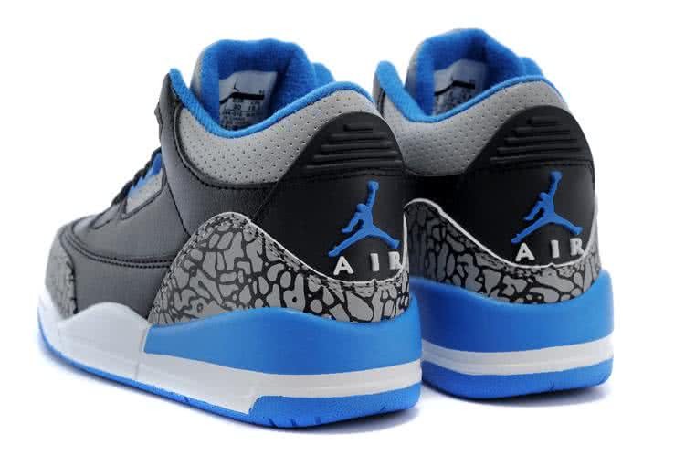 Air Jordan 3 Shoes Blue Grey And Black Chirlden 6