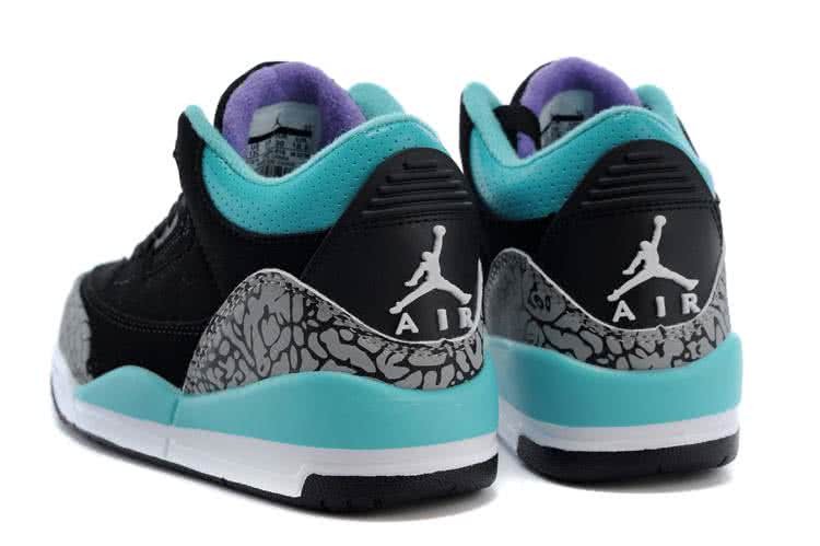 Air Jordan 3 Shoes Green Black And Grey Children 6