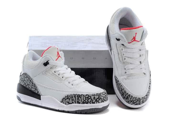 Air Jordan 3 Shoes White And Grey Children 2