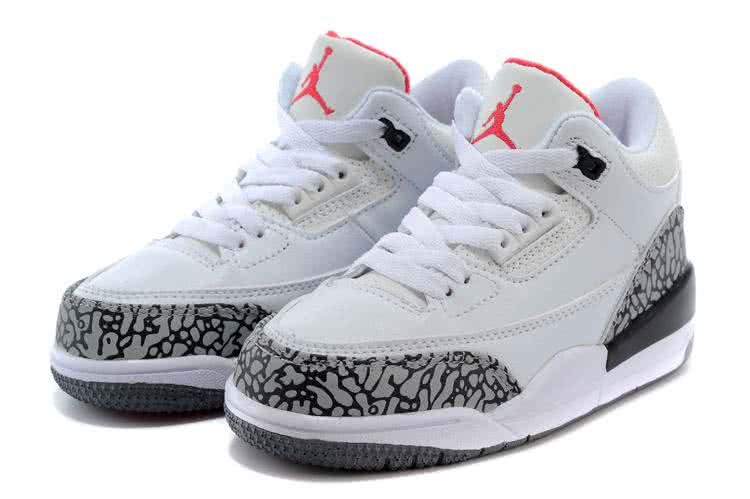 Air Jordan 3 Shoes White And Grey Children 3