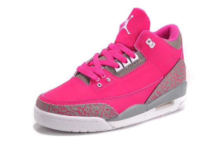 Air Jordan 3 Shoes Pink And Grey Women 2