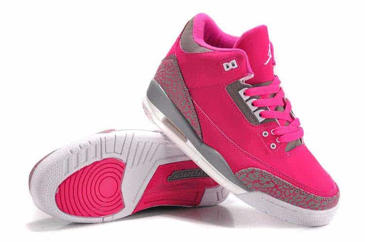 Air Jordan 3 Shoes Pink And Grey Women 5