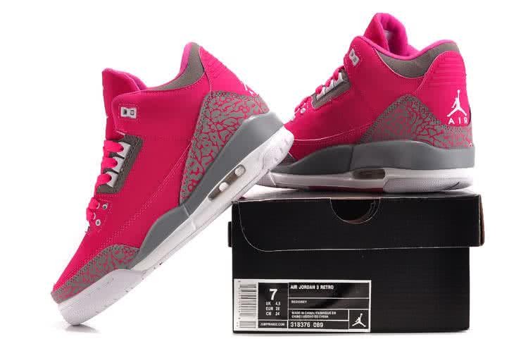 Air Jordan 3 Shoes Pink And Grey Women 8