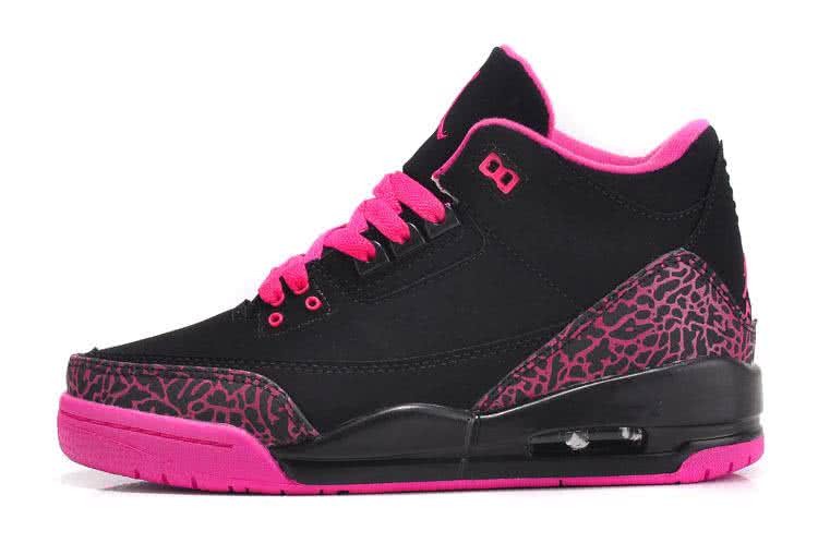 Air Jordan 3 Shoes Pink And Black Women 2