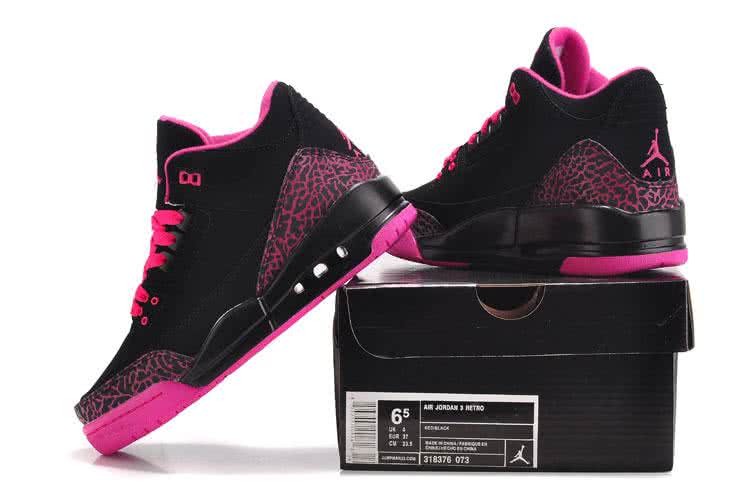 Air Jordan 3 Shoes Pink And Black Women 8