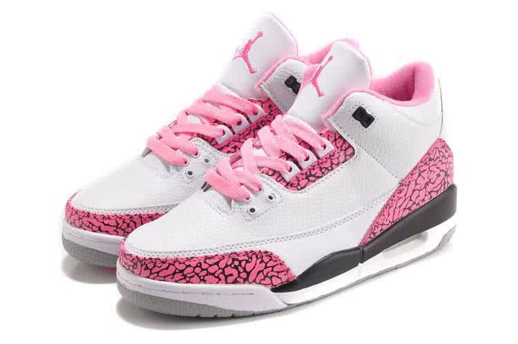 Air Jordan 3 Shoes Pink And White Women 3