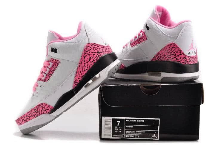 Air Jordan 3 Shoes Pink And White Women 8