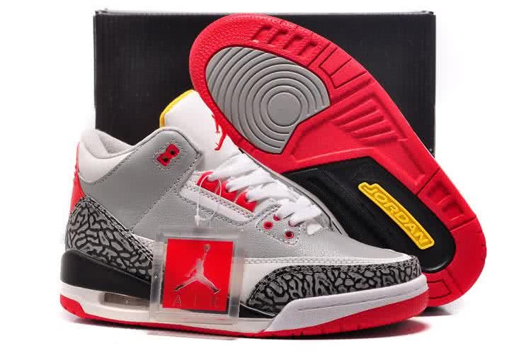 Air Jordan 3 Shoes White Red And Grey Women 1