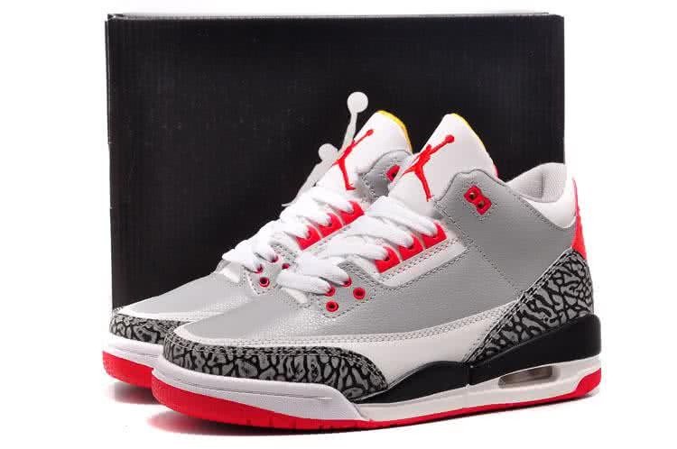 Air Jordan 3 Shoes White Red And Grey Women 3