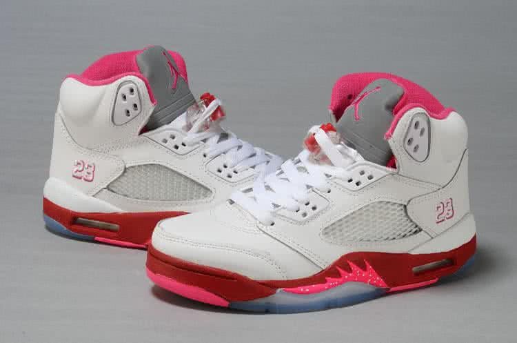 Air Jordan 5 Pink And White Women 2