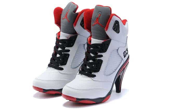 Air Jordan 5 Red And White Women 3