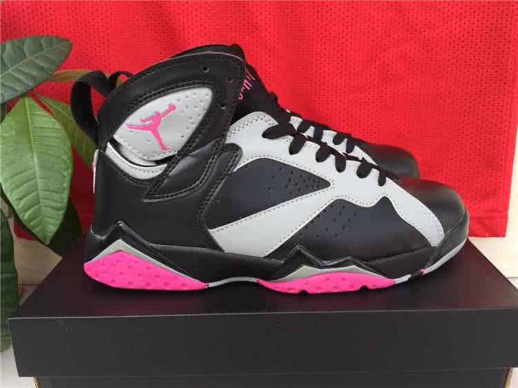 Air Jordan 7 Black Grey And Pink Women 6