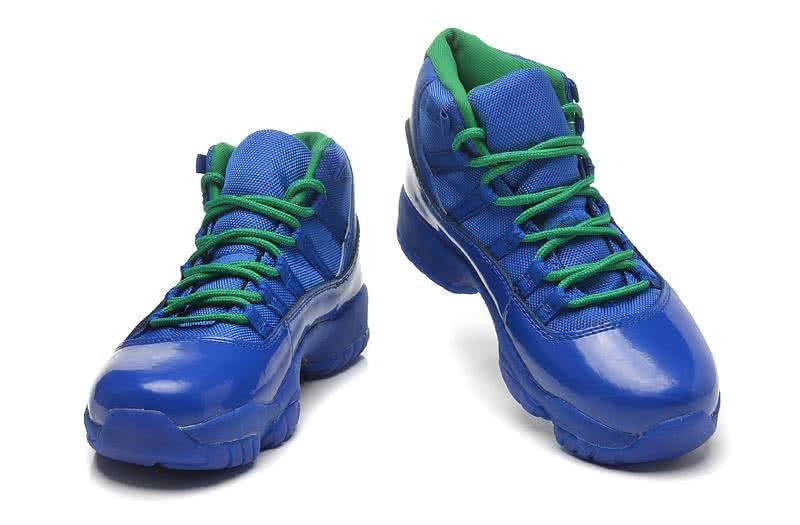 Air Jordan 11 Blue Upper And Green Shoelaces Women 3