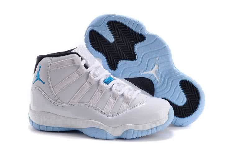 Air Jordan 11 White Upper And Sky Blue Sole Kids 1