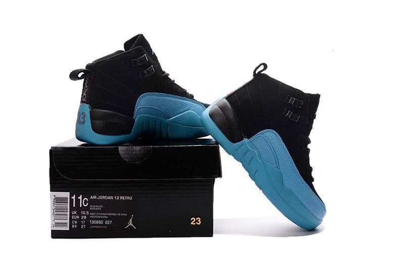 Air Jordan 12 Kids Black And Blue 2
