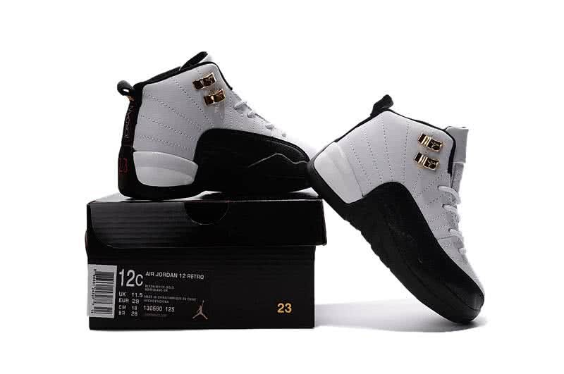 Air Jordan 12 Kids White And Black 2