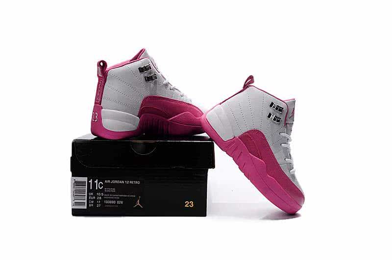 Air Jordan 12 Kids White And Pink 2
