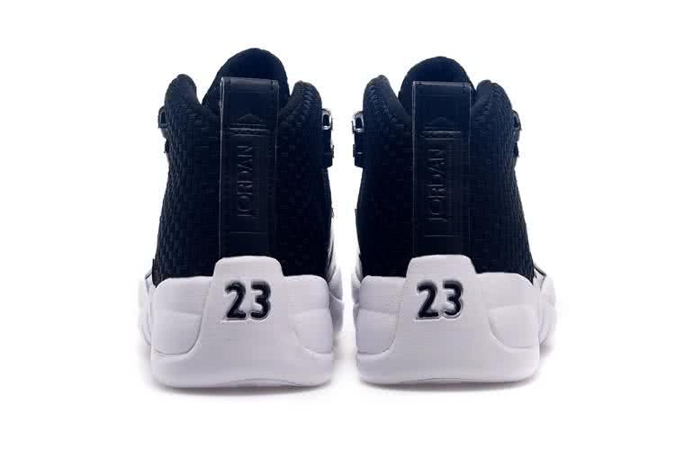 Air Jordan 12 Black Upper White Sole Fabric Men 5