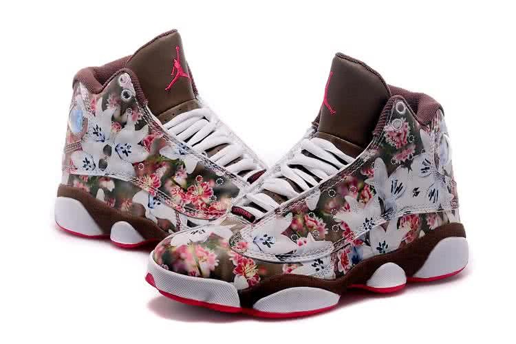 Air Jordan 13 High Pink Blossom White Lily Brown And White Women 5