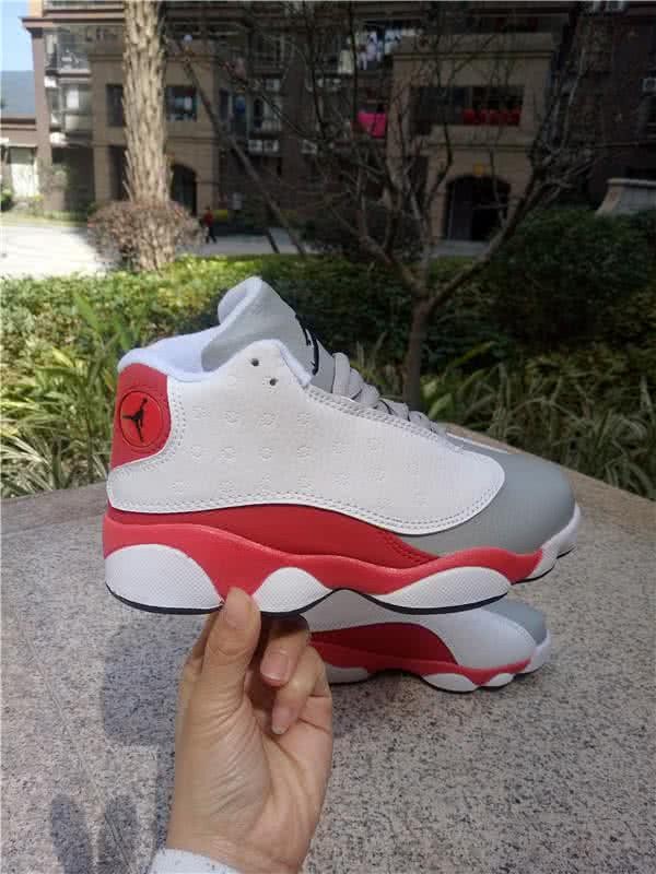 Air Jordan 13 Kids White Grey And Red 3