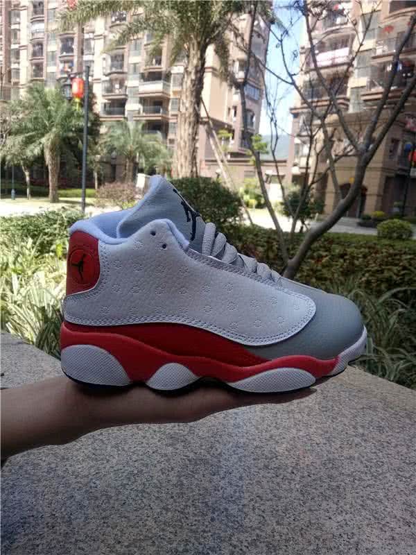 Air Jordan 13 Kids White Grey And Red 5