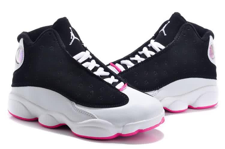 Air Jordan 13 Kids Black Grey Upper Pink Sole 5