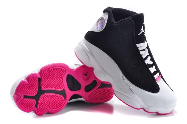 Air Jordan 13 Kids Black Grey Upper Pink Sole 6