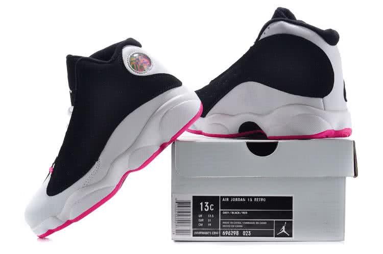 Air Jordan 13 Kids Black Grey Upper Pink Sole 2