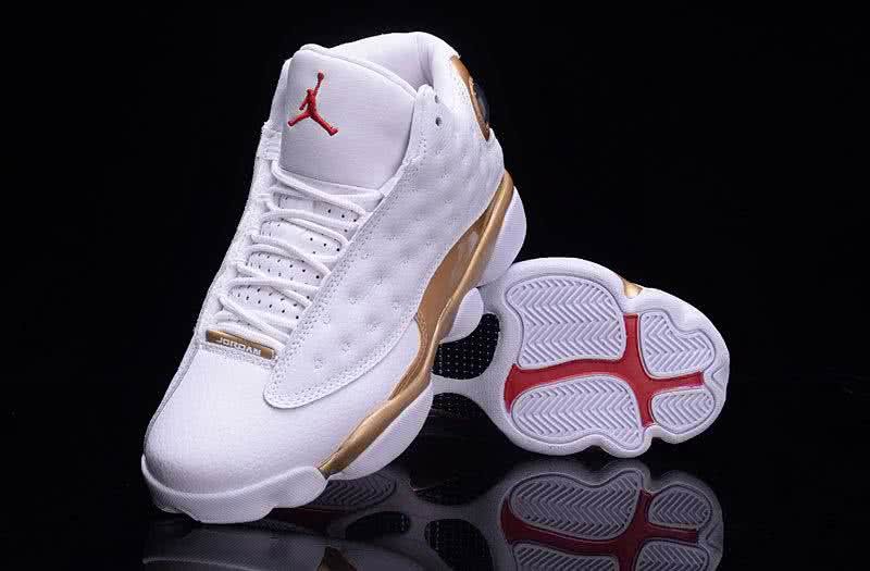 Air Jordan 13 White And  Golden Men 4