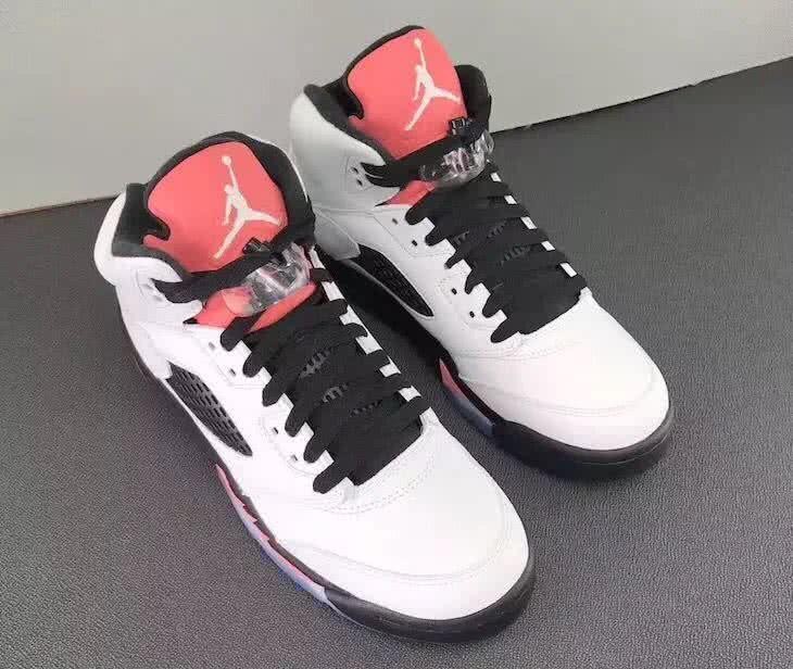 Air Jordan 5 Black White And Pink Women 2