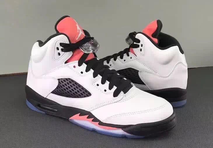 Air Jordan 5 Black White And Pink Women 4