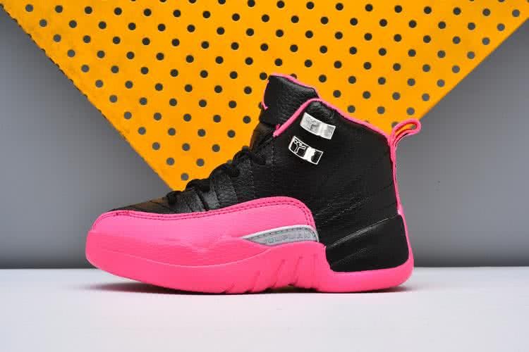 Air Jordan 12 Kids Black And Pink 2