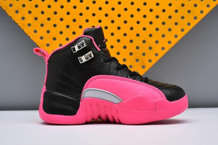 Air Jordan 12 Kids Black And Pink 1
