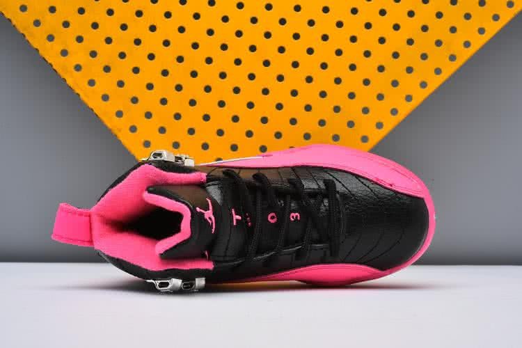 Air Jordan 12 Kids Black And Pink 3