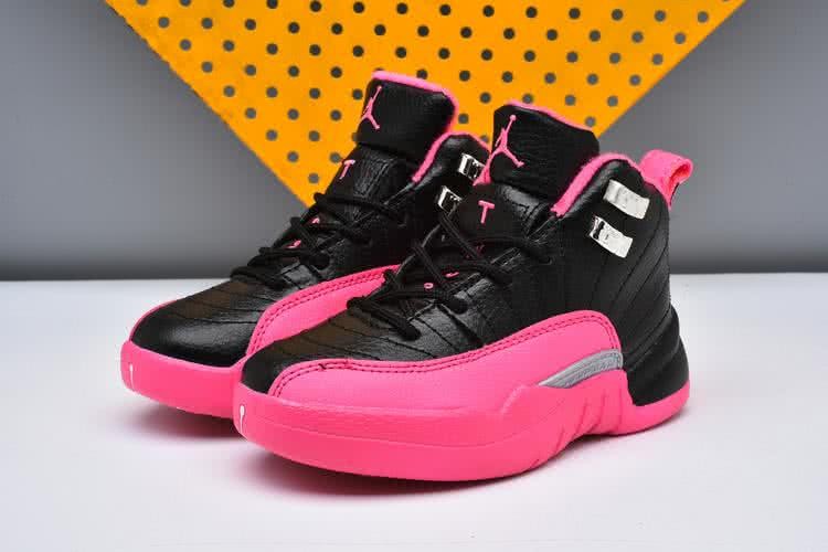 Air Jordan 12 Kids Black And Pink 4