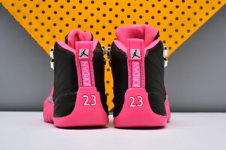 Air Jordan 12 Kids Black And Pink 6