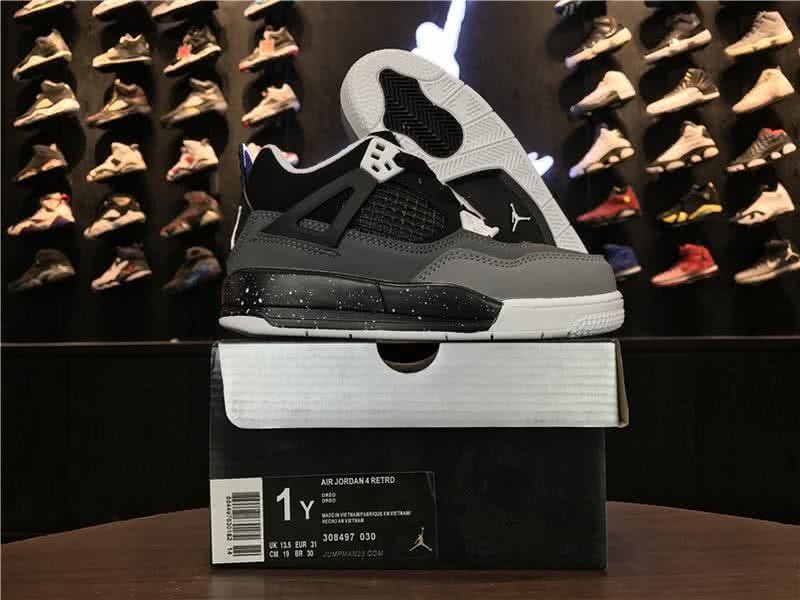 Air Jordan 4 Black And Grey Children 1