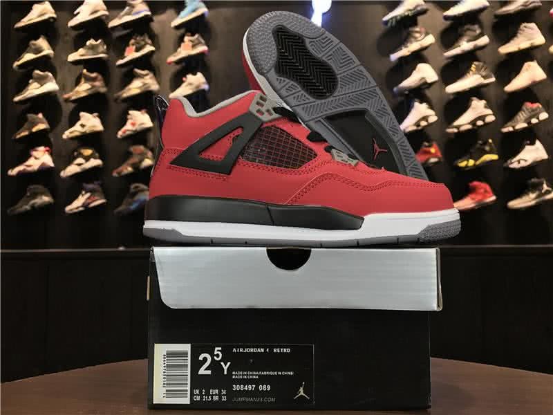 Air Jordan 4 Red And Black Children 1